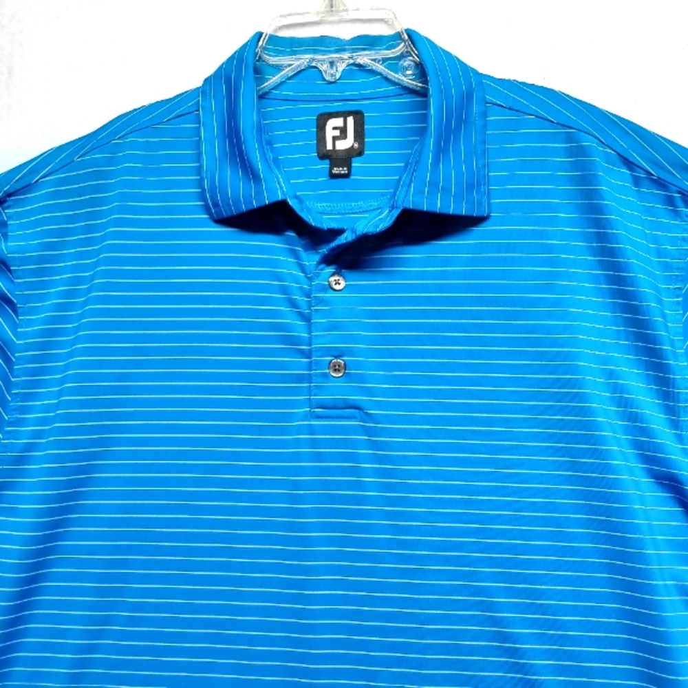 Foot Joy Polo Shirt blue and white stripes Sz XL